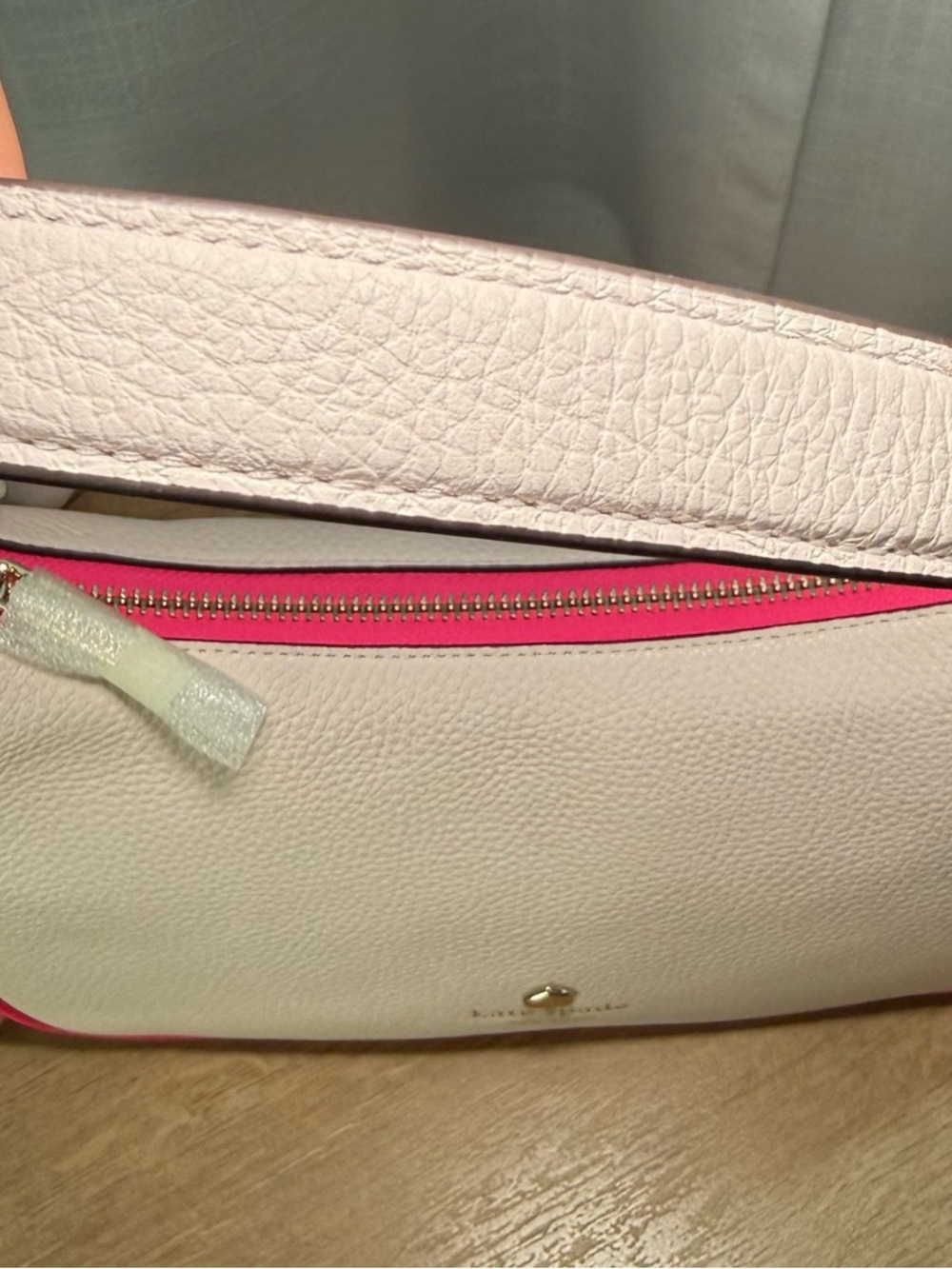 kate spade New York Pink Pebbled Leather Shoulder Bag with Hot Pink Trim - Picture 8 of 10